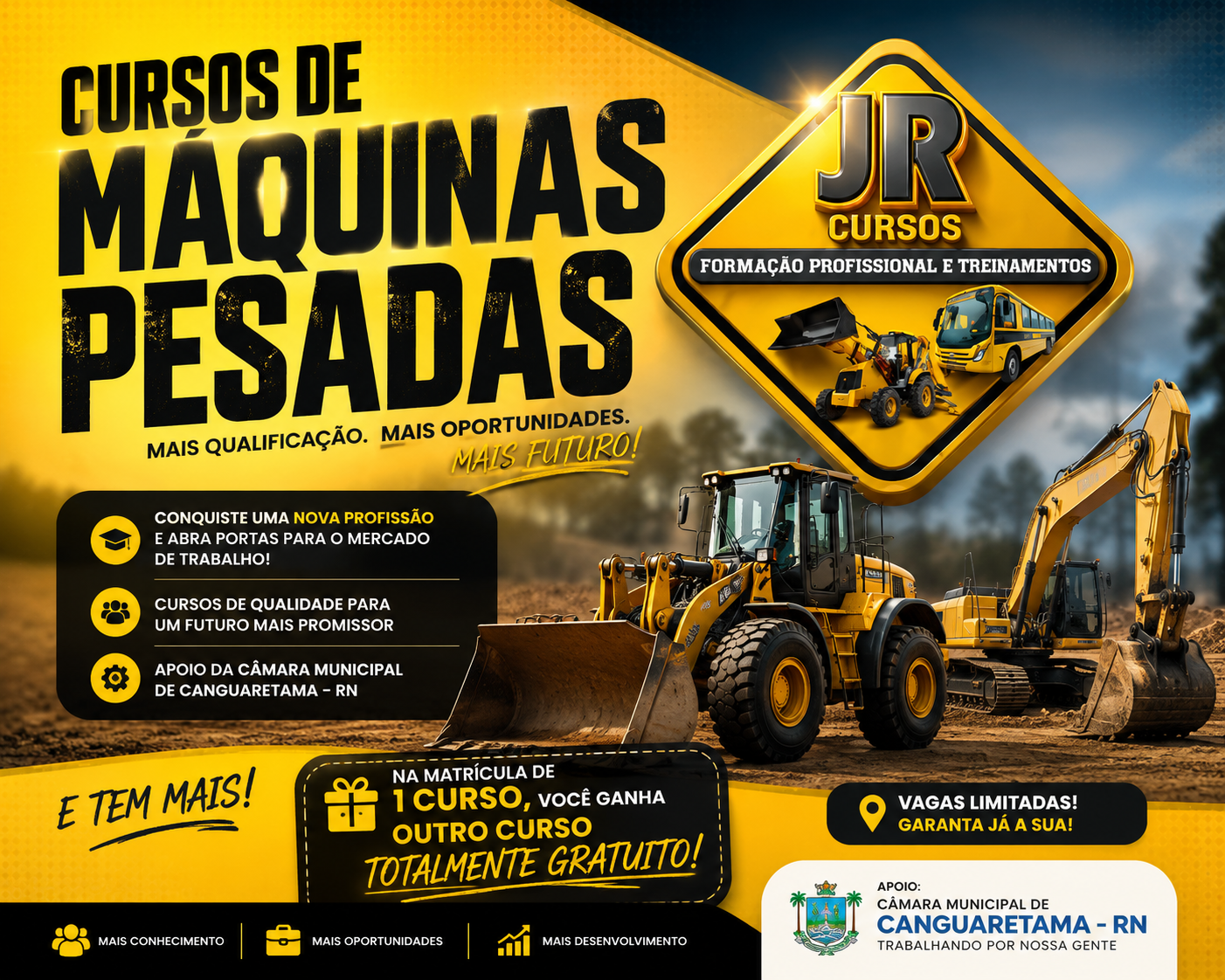 Câmara Municipal apoia cursos de Máquinas Pesadas e amplia oportunidades de qualificação em Canguaretama